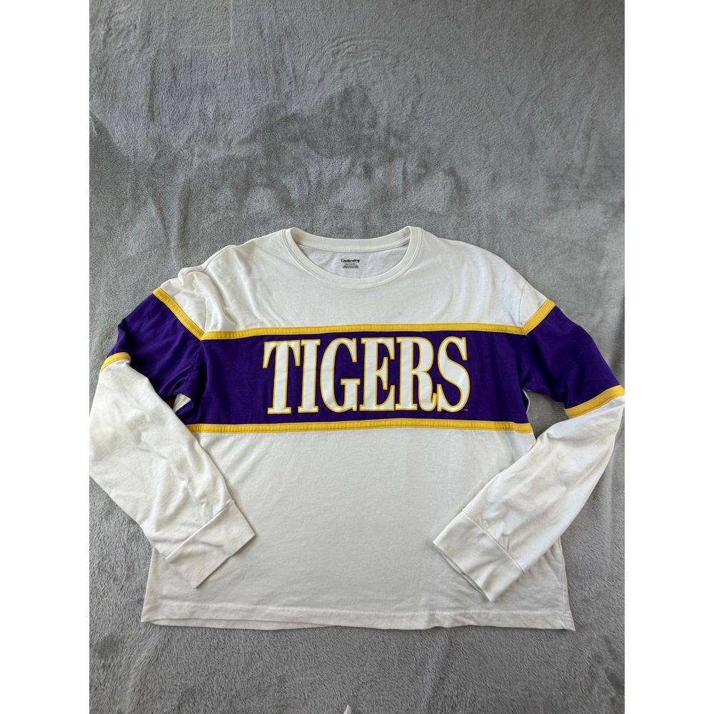 Captivating Long Sleeve Shirt Women XL White LSU Tigers NCAA Graphic Tee